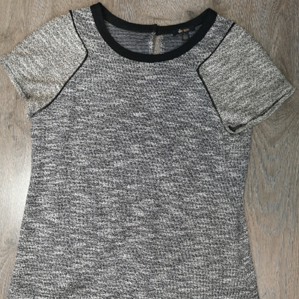 00S contemporary Ella Moss 2 tone tweed cap sleeve knitwear top